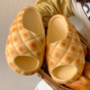 踩屎感厚底防滑可爱菠萝面包居家鞋女夏季时尚休闲创意凉拖鞋