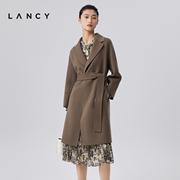 lancy朗姿羊毛大衣冬季中长款毛呢外套，女高级感收腰显瘦气质通勤