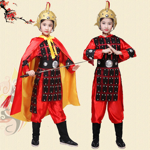 儿童古装戏曲岳飞花木兰将军盔甲演出服成人古代士兵杨家将表演服