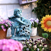 花园装饰 丘比特蓝色天使摆件 庭院阳台户外树脂幼儿园创意工艺品