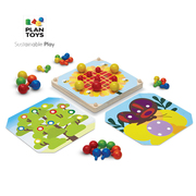 泰国plantoys创意插图板颜色，分类排序蘑菇插钉游戏宝宝早教玩具
