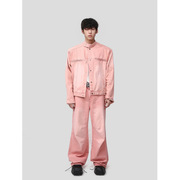 mpzy线上商店，2024秋季水洗粉色立领，夹克套装休闲牛仔裤韩
