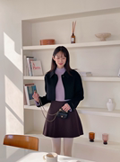 partysu韩国女2023年冬季时尚，魅力羊毛呢短外套