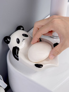 家用熊猫陶瓷肥皂盒家用高颜值卡通香皂盒卫生间沥水置物架皂碟