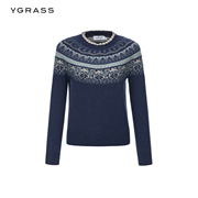 vgrass冬季新中式云肩，设计山羊绒毛衣女针织衫vzz4n42700