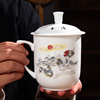 十二生肖茶杯陶瓷带盖景德镇骨瓷杯办公会议，泡茶家用客人接待水杯