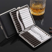 超薄创意男士烟盒20支装便携式皮质香菸盒金属烟夹防汗个性