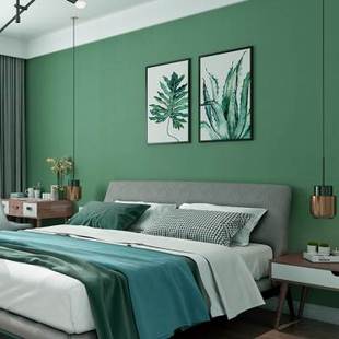 墨绿色墙纸自粘防水防潮贴纸，卧室客厅背景壁纸纯色深绿色宿舍寝室