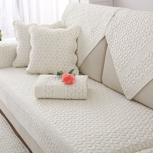 全棉沙发垫四季通用布艺防滑坐垫盖布巾北欧简约现代纯色沙发套罩