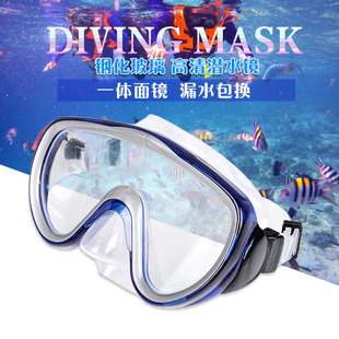 成人潜水装备男女通用大镜框，玻璃面罩浮潜面镜护目眼镜游泳潜水镜