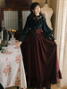 法式欧式宫廷复古长袖，蕾丝衬衫条纹长裙两件套连衣裙暗黑系lolita