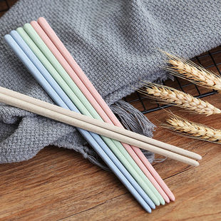 4-20双装小麦秸秆筷子，防滑防霉家庭装日式家用餐厅创意环保