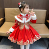 拜年服女童冬款汉服，2023中国风儿童宝宝新年唐装喜庆衣服冬季