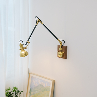 物设复古北欧全铜床头壁灯简约时尚，多功能万向创意工业风灯具
