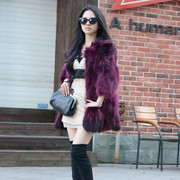 貉子毛冬季女装皮毛一体中长款修身韩版皮草外套反季定制