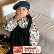 韩国童装女童秋装2023小女孩复古碎花上衣宝宝洋气休闲娃娃衫