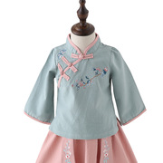中国风民族童装汉服套装，女童宝宝旗袍，中式唐装女孩春夏装幼儿园服