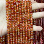 红西瓜晶玉髓散珠子，玛瑙手工diy串珠手链，圆珠饰品手串配件材料