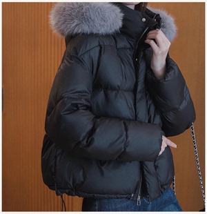 韩版羽绒棉服连帽大毛领，棉服厚外套，女冬款棉袄超暖绒短款显瘦棉衣