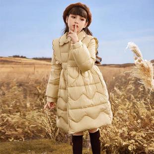 女童棉衣冬装2023年洋气羽绒棉袄公主风中长款外套冬儿童棉服
