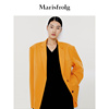 无压力职场玛丝菲尔西装冬季黄色长款羊毛职业西装外套女