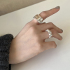S925纯银戒指女款个性时尚方糖潮流设计麻花金属质感开口银指环