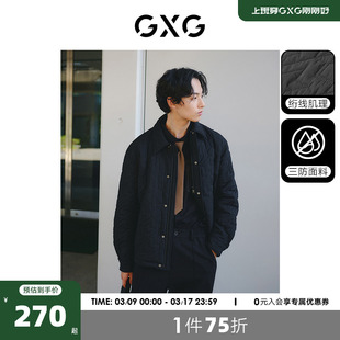 GXG男装 三防满身绗线格衬衫式保暖棉夹克外套 2023年冬季