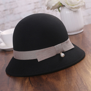 秋冬羊毛呢帽子女韩版时尚，复古盆帽气质，优雅渔夫帽羊毛圆顶小礼帽
