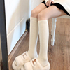 秋冬加绒米白色小腿，袜女加厚保暖白色长筒袜，灰色过膝袜羊毛中筒袜