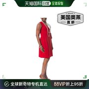 kasper女式 V 领及膝连衣裙 - 深红色/奶油色 美国奥莱直发