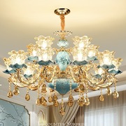 欧式吊灯陶瓷客厅水晶灯餐厅卧室灯具现代家用复式楼温馨法式吊灯
