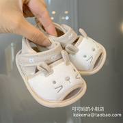 夏季婴儿宝宝凉鞋0-1岁软底，学步卡通新生儿，百天周岁布鞋不掉鞋