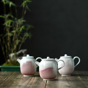 景德镇溪红陶瓷茶壶手拉坯球孔主人壶溪红釉个人把玩壶桃红茶壶