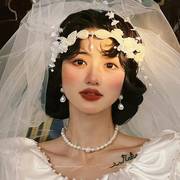 新娘头饰复古超仙森系花朵仙气花环发箍结婚影楼外景礼服饰品