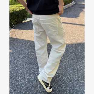 美式复古工装裤男潮牌宽松直筒休闲长裤子2024新款白色伐木牛仔裤