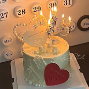 女神情人节蛋糕装饰三八妇女节玫瑰花，卡片情侣告白插件蜡烛台摆件