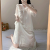 夏季性感网纱短袖小仙女宫廷风可外穿居家服甜美蕾丝连衣裙子