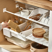 厨房置物架置物架伸缩橱柜，分层架隔板家用下水槽内置放锅整理架子