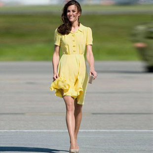 凯特王妃同款礼服2023夏装女装温柔风简约减龄高级质感连衣裙