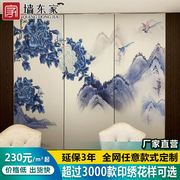 定制202定制新中式电视，床头沙发uv喷印加刺绣壁布画硬包护墙板背