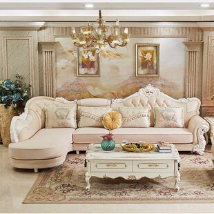 欧式科技布沙发(布沙发)转角组合大小户型客厅整装家具可拆洗简欧布艺沙发