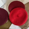 女士羊毛蓓蕾帽氛围感拍照好看的帽子，复古法式红色贝雷帽洋气时髦