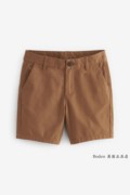 NEXT儿童短裤 2024夏季男童黄棕色纯棉直筒休闲五分裤 3-16歲