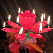 生日快乐蜡烛音乐蜡烛荷花开花旋转唱歌蛋糕蜡烛创意浪漫莲花蜡烛