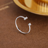 S925纯银锆石戒指女不掉色简约线条冷淡风个性气质开口指环