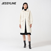 2折特卖款jessyline女装杰茜，莱米白色中长款羊，毛呢外套女大衣