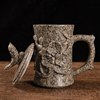 麦饭石杯子家用石雕茶杯，浮雕杯摆件茶具，男士水杯大容量父亲节礼物