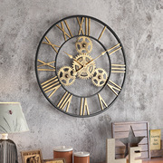 铁艺工业风齿轮钟表艺术挂钟客厅轻奢静音大气复古墙面装饰时钟
