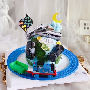 托马斯蛋糕装饰摆件复兴号和谐号，列车电动轨道小火车儿童生日插件