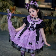 女童短袖库洛米衣服，公主裙紫色连衣裙，夏女宝生日洛丽塔迪斯尼裙子
